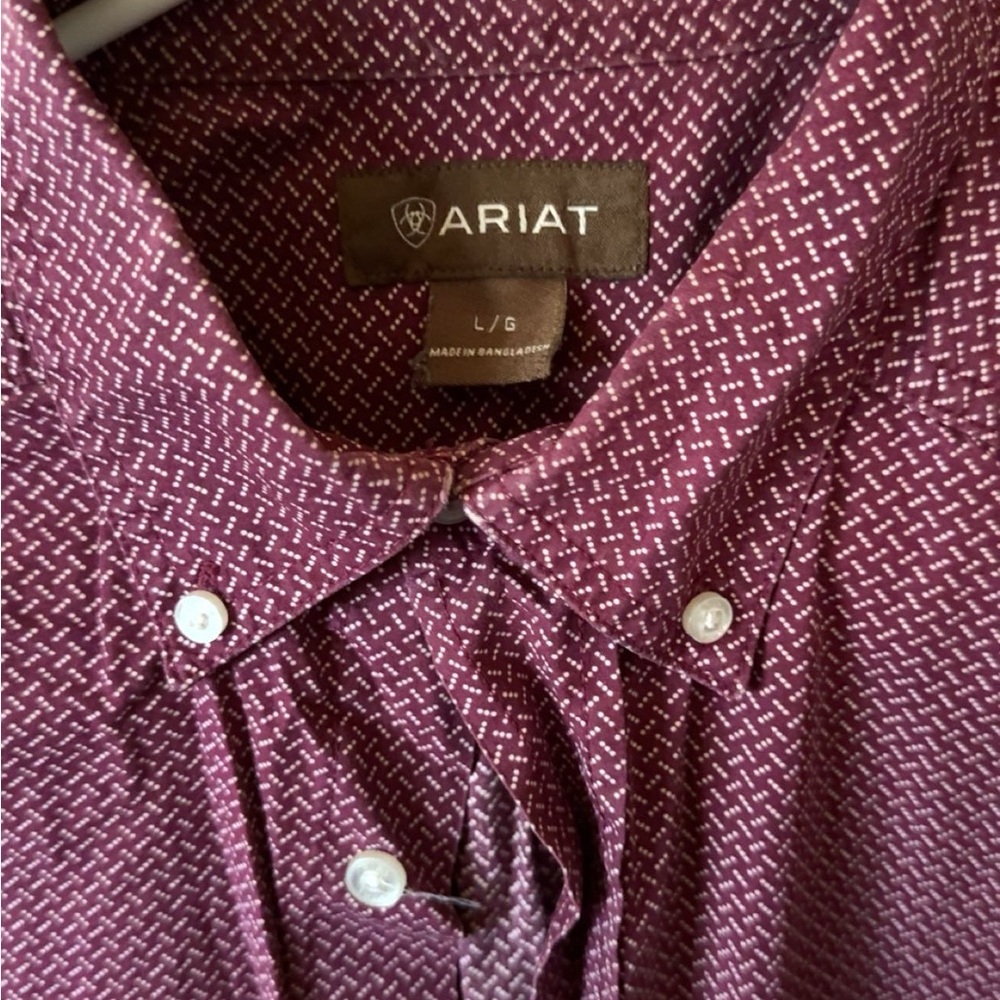 Ariat Men's Burgundy Patterned Button Down Shirt
